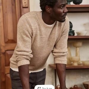 Marine Layer Marl Crew F25 Sable XXL camel tan knit cotton wool casual